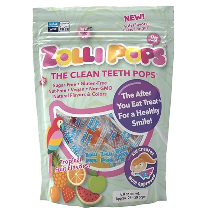 Zollipops The Clean Teeth Pops, Anti Cavity Lollipops, Delicious Flavors, Tropical, 6oz