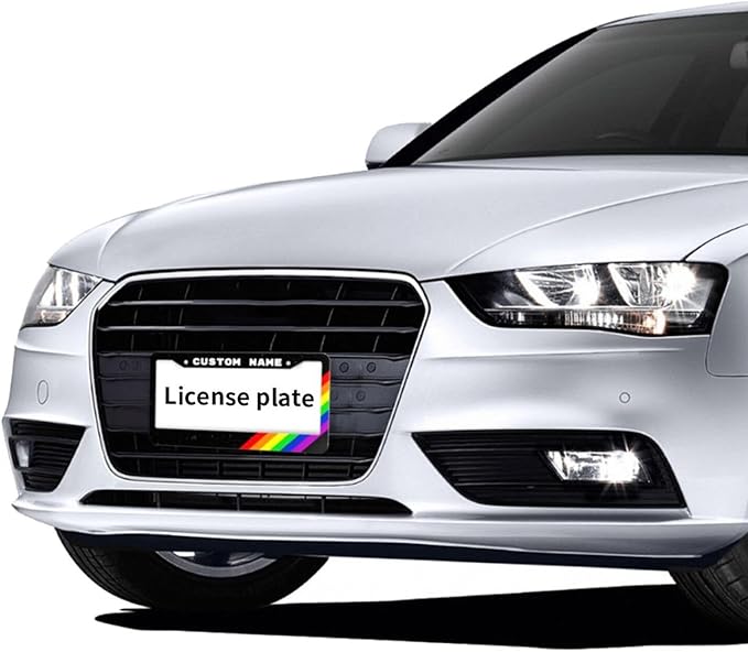 Custom License Plate Frame Rainbow - 2 Pack Personalized Add Text Black Custom License Plate Frame with Standard Us Canada Vehicles 12.3 X 6.3in