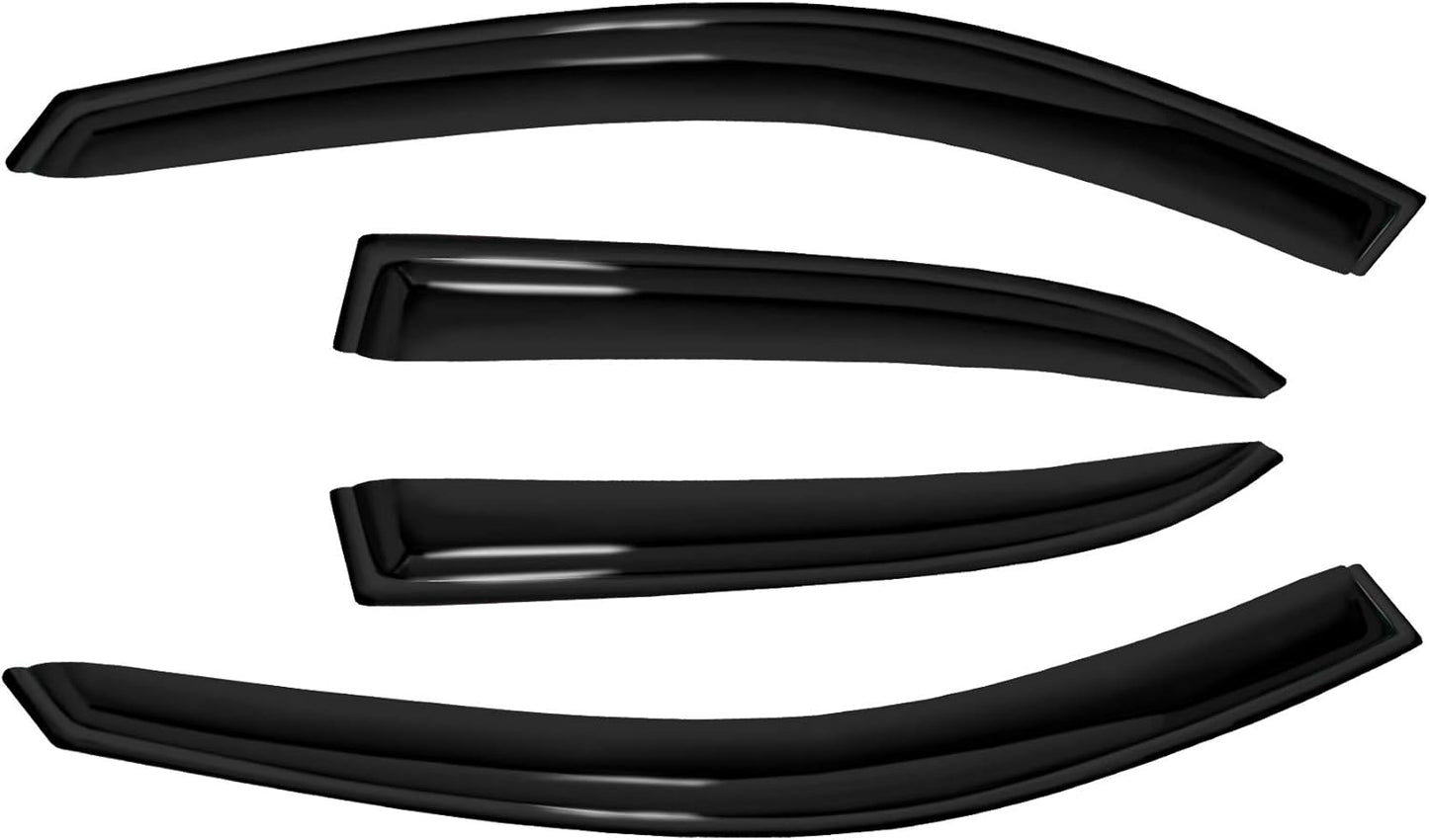 4pc Sun Rain Guards Window Visor Wind Deflector Compatible with Chevy Malibu 2013-2015 Smoke,No Maxx Hatchback Model 94362