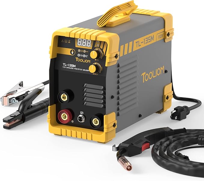 TOOLIOM 135A Flux Core Welder MIG Welder 110V Flux MIG/Lift TIG/Stick 3-in-1 Welding Machine IGBT DC Inverter