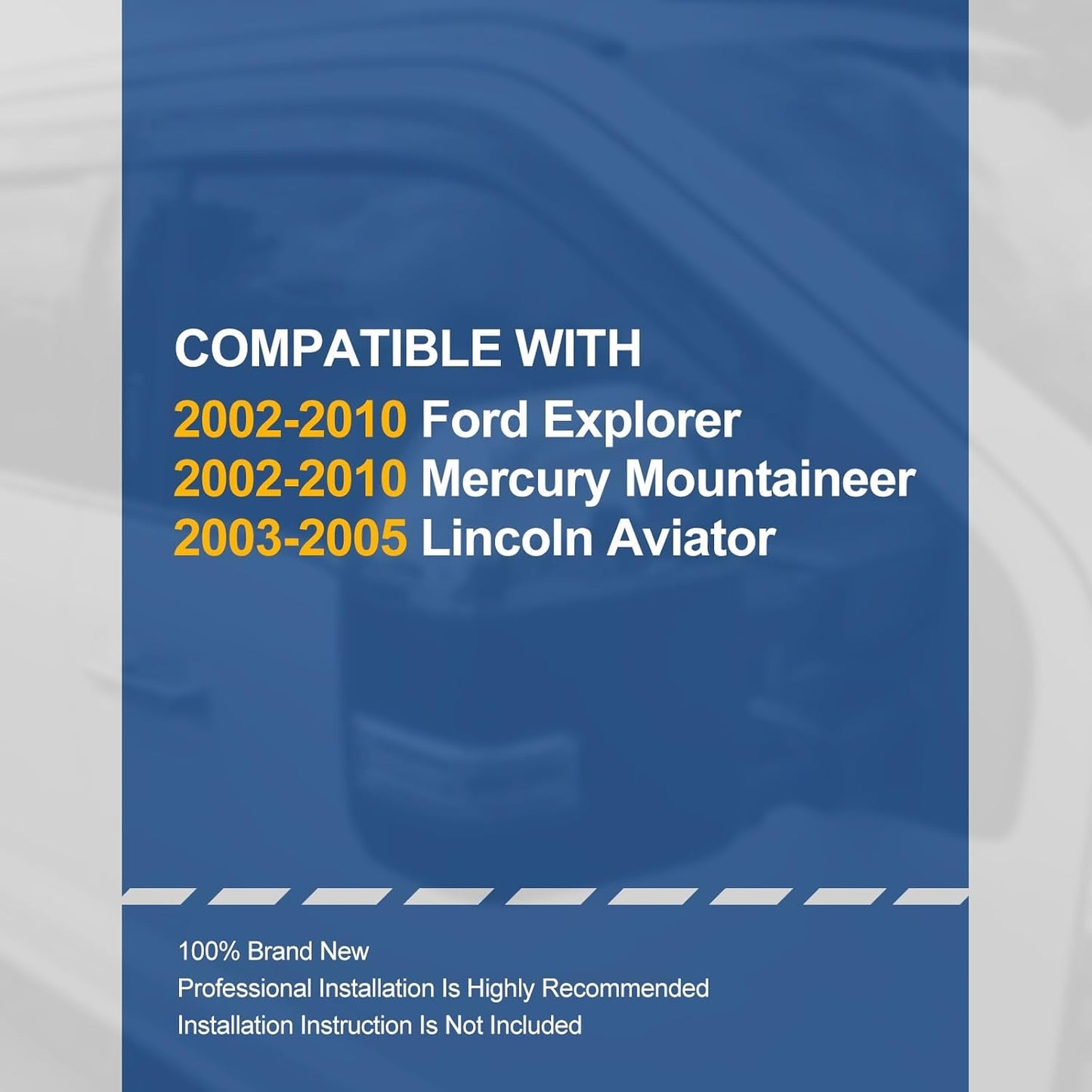 Auto Dynasty Set of 4 Carbon Fiber Pattern Window Visors Compatible with 2002-2010 Ford Explorer Mercury Mountaineer Lincoln Aviator, Tape-On Rain Guards Shield Vent Shade Deflector Glossy Black