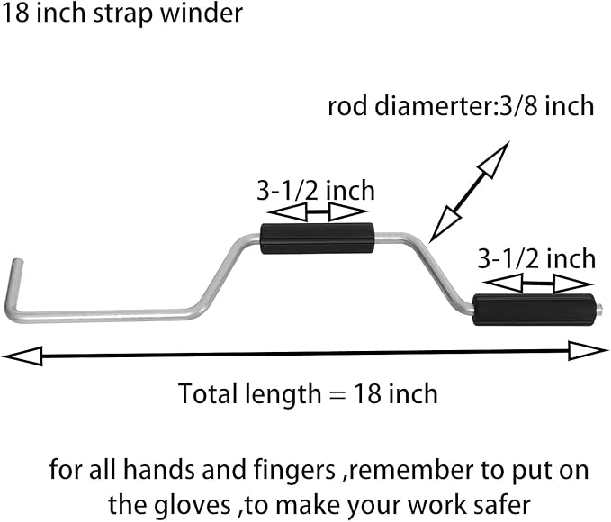 Portable Strap Winder for Flatbed Truck Hand Roller for Winding Strap Winder Winch Winder for Winch Straps-18 inch 1pack