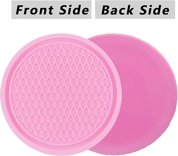 Car Cup Coaster, 4PCS Universal Auto Non-Slip Cup Holder Embedded in Ornaments Silicone Coaster, Car Interior Accessories Sets, Pink