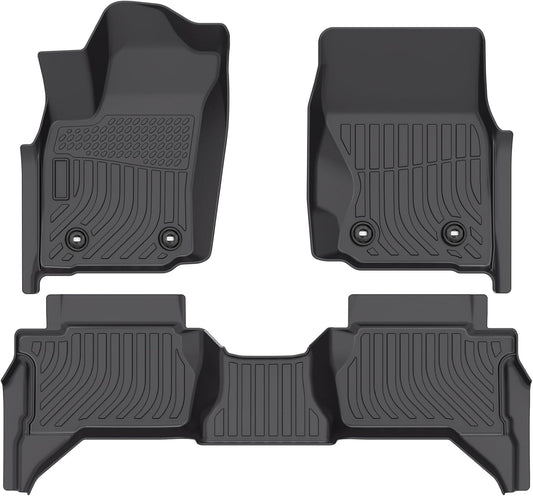 Floor Mats Fit for Toyota Tacoma 2024 2025 Double Cab (Not fit Hybrid),All Weather Floor Liner for Tacoma TPE Custom Fit Car Mats Front&Rear 2 Row Tacoma Accessories Car Mats,Black