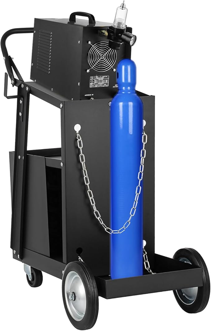 Welding Cart with Drawers, Mig Welder Cart 265 Lbs Capacity, Weld Cart for TIG MIG Welder and Plasma Cutter with 4 Drawers and 2 Safety Chains