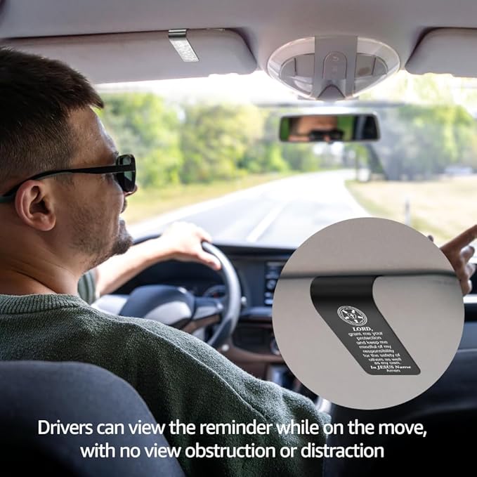 Lord Grant Me Your Protection Black Engraved Stainless Steel Car Visor Clip, Safe Driving Reminder Visor Clip for Religious Believers, Religious Thank You Gifts for New Drivers Family Friend