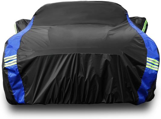 Avecrew Car Cover for Ford Mustang Waterproof All Weather for Automobiles, Outdoor Full Exterior Covers Fit Sedan Without Zipper Door Design