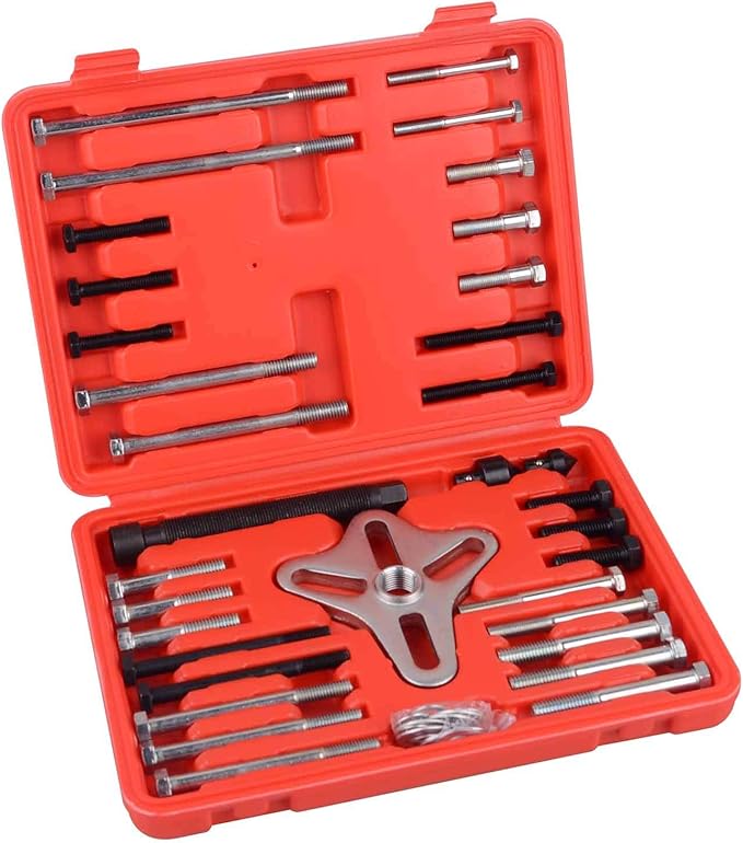 Harmonic Balancer Puller Set, 46 Pcs Flywheel Steering Wheel Puller Kit Gear Puller Yoke Crankshaft Pulley Puller