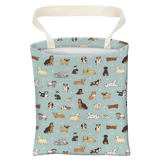 Car Trash Can, Cute Car Trash Bag, Hanging Car Organizer and Storage Bag, Trash Bin for Car Accessories, Vehicle, Travelling, Camping Cute Blue Dogs