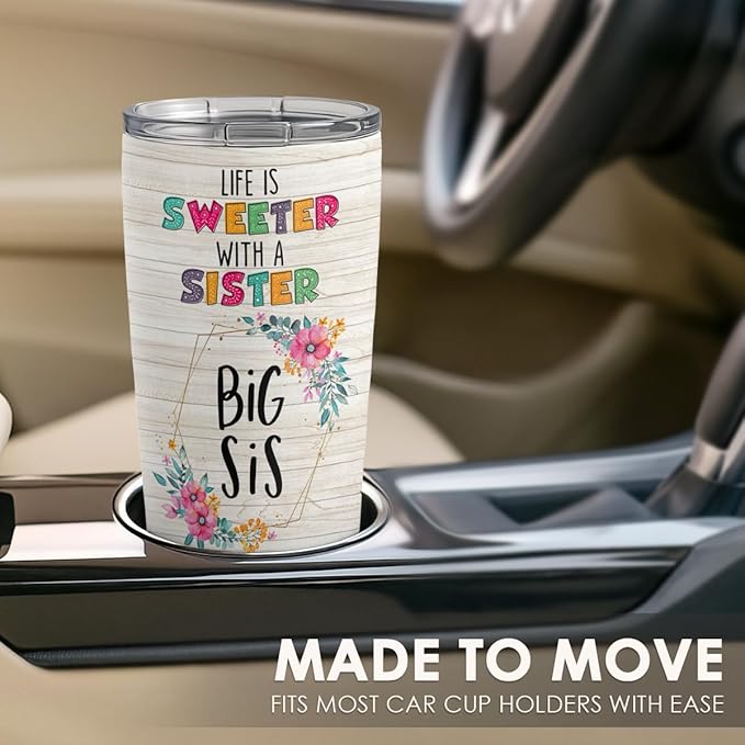 SANDJEST Sister Gifts - Sister Stainless Steel 20oz Tumbler, Insulated Travel Mug, Gifts for Birthday, Christmas, Women, Girls, Best Friends