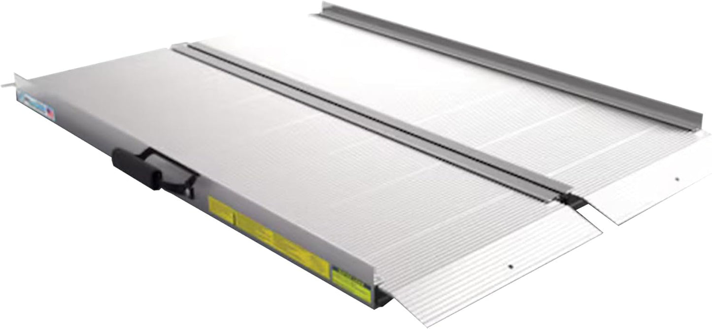 EZ-ACCESS TRAVERSE Singlefold Portable Loading Ramp Heavy Duty Aluminum Safe Non-Slip Platform with Carrying Handles, 4 Foot, Silver