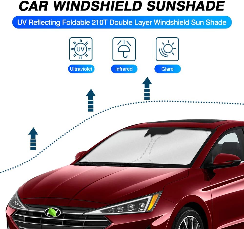 KUST Windshield Sun Shade for Hyundai Elantra 2017-2020 Custom Fit Sunshade Foldable Sun Visor Protector Blocks UV Rays Keep Your Car Cooler