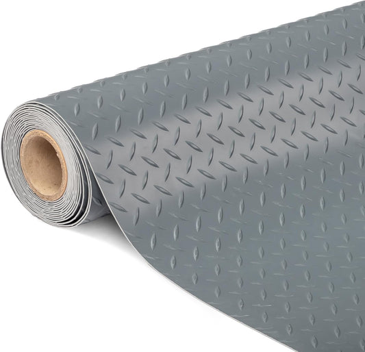 TUFFIOM 5 x 10 FT Garage Floor Mat, Thickened Diamond Plate PVC Garage Mats Flooring Roll for Under Car, Garage Parking Mats for SUVs, Golf Cart, Sports Car