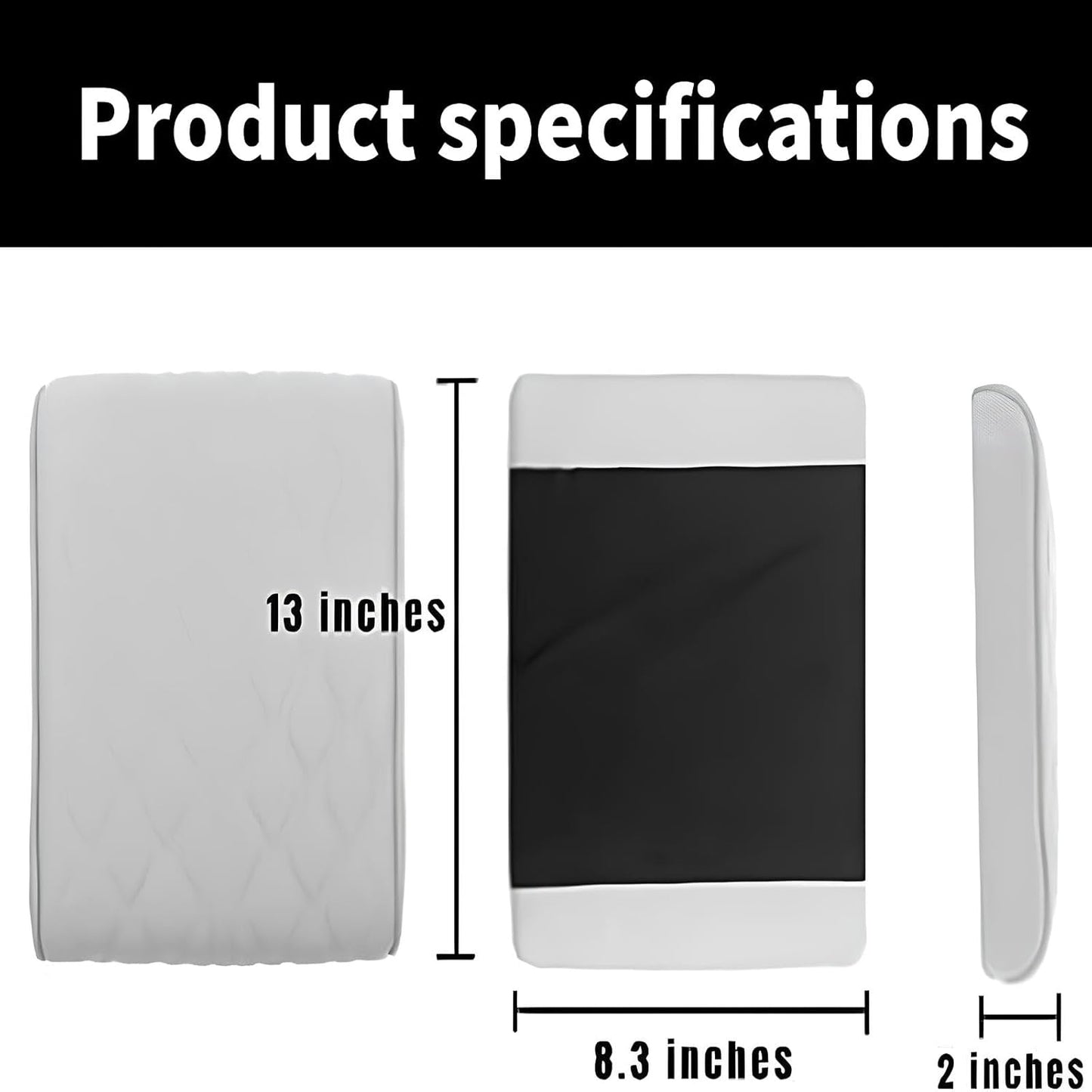 Leather Car Armrest Box Mat - 2023 New Waterproof Car Center Console Cover Mat, Universal Armrest Mat, Leather Car Armrest Cover for SUV/Truck/Vehicle (A-Gray)