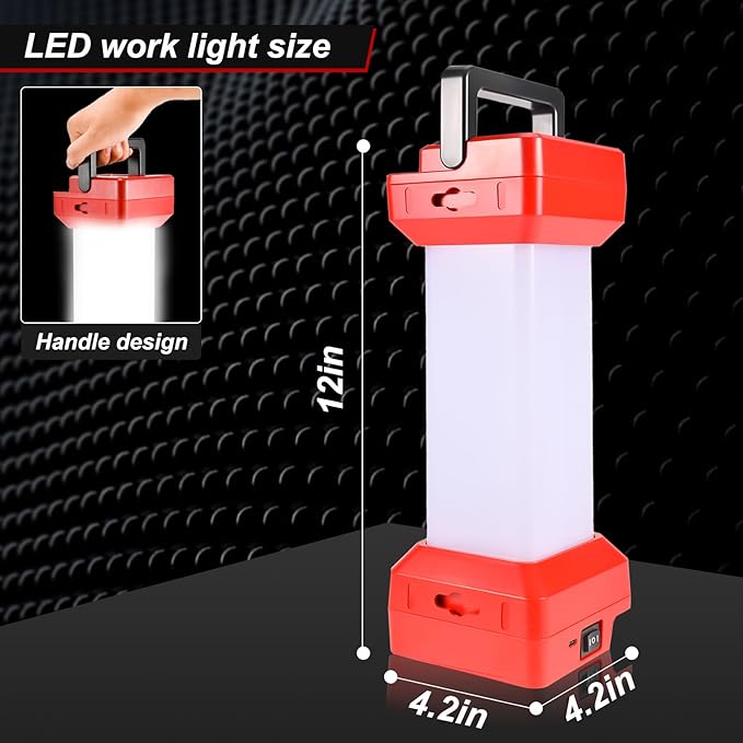 2900LM Cordless LED Work Light for Milwaukee M18 18VBattery,Camping Light with Type-C20W Fast Charging for Hiking, Workshop &Emergency,with Low-Voltage Protection (Battery Not Included)
