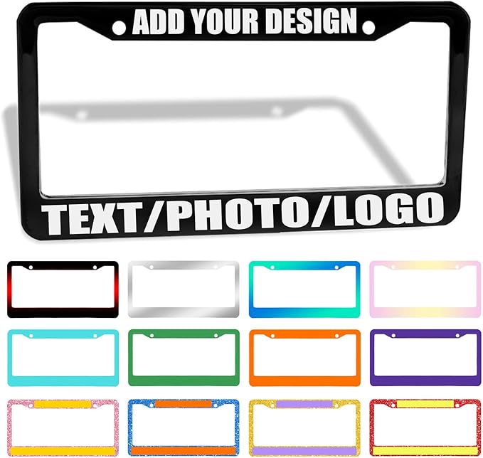 Personalized License Plate Frames Custom License Plate Holder Personalized Aluminum Metal Car Tag Holder with Text Image Logo,Funny Car Gifts for Women Men, 2 Holes