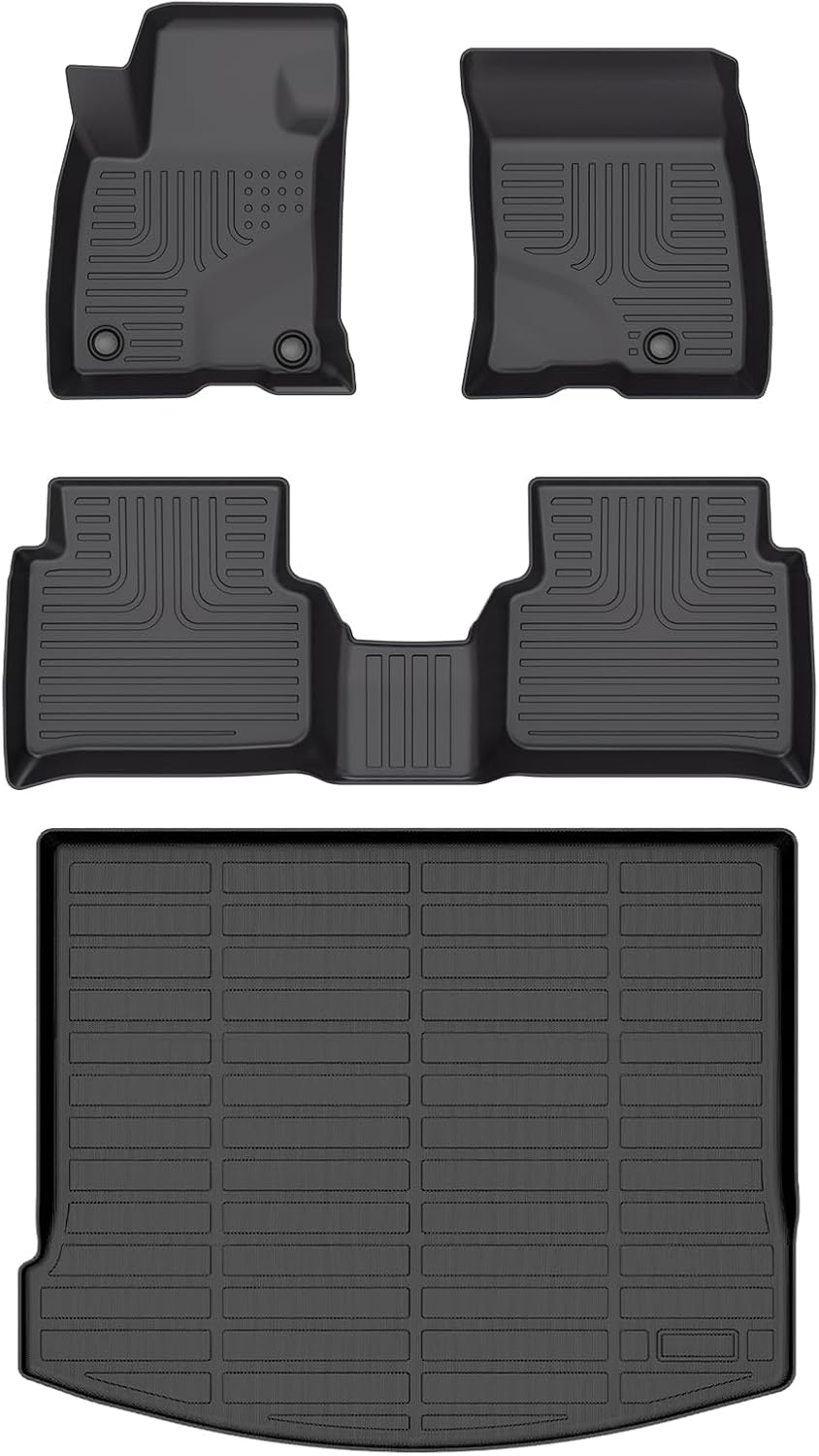 Wayhigh-All Weather Floor Mats and Cargo Mat Set Fit for Lincoln Corsair 2020-2024 2025(Non Plug-in Hybrid) TPE Car Mats Waterproof Heavy Duty Rubber Floor Liners Corsair Accessories