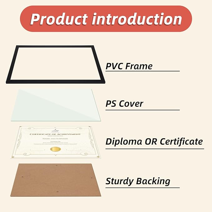 Rempry 8.5 x 11 Picture Frame Set of 16, Certificate Frames 8.5 by 11, Black Photo Frame for Diploma Document, Tabletop and Wall Display