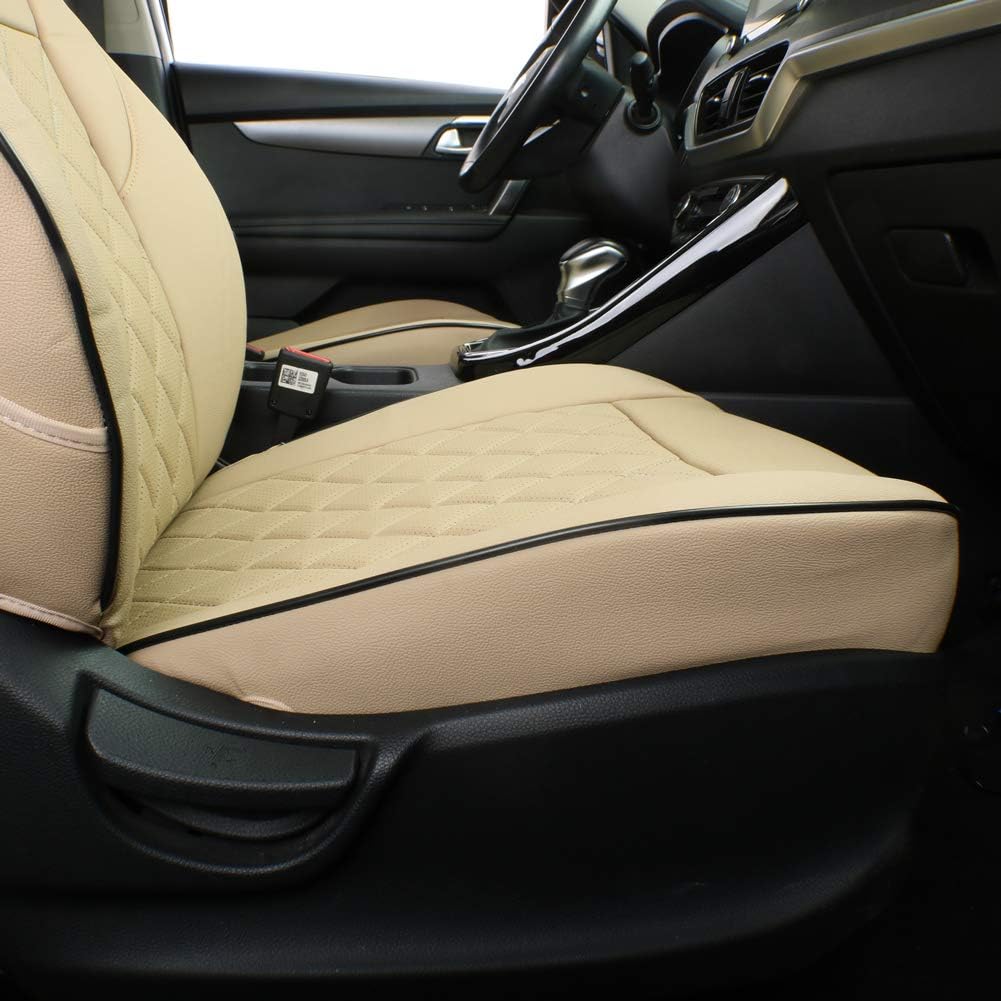 EKR Sportage Seat Covers Custom Fit for KIA Sportage EX/LX/SX 2012 2013 2014 2015 2016 Leather Car Seat Cover Full Set - Faux Leather (Beige)