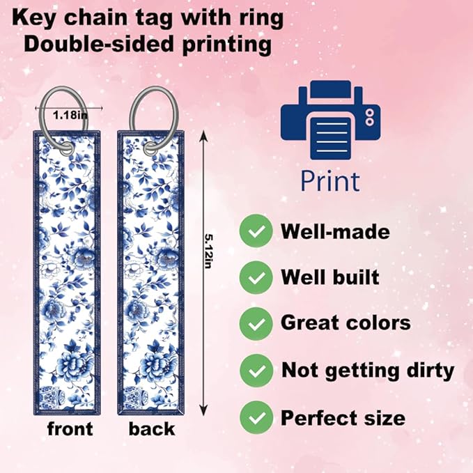 1pcs Blue White Porcelain Floral License Plate Frame for Women, Blue Flowers car Decorative tag Frames Girly, Cute Floral License Plate Cover Holder for Vehicle with Double Sided car Keychain tag