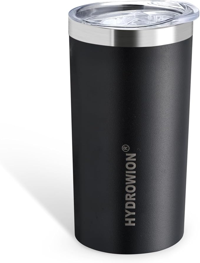 HYDROWION Triple-Insulated Tumblers - Stainless Steel with Lid and Straw, 12 oz Water Bottle, Stainless Steel Cups, Coffee Travel Mug for Home & Office Black