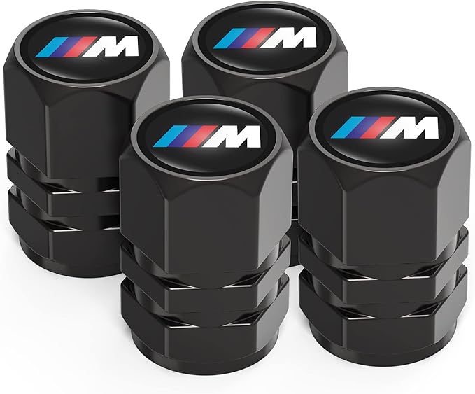 4 Pcs Car Tire Valve Caps for BMW M M2 M4 M5 M6 M8 X1 X2 X3 X5 X6 M135i M240i Z4 328i X7, Alloy Metal Valve Caps for Car Tires Leak-Proof Auto Tyre Air Cap Dust Cover, Screw-On Easy Grip