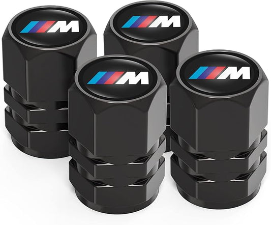 4 Pcs Car Tire Valve Caps for BMW M M2 M4 M5 M6 M8 X1 X2 X3 X5 X6 M135i M240i Z4 328i X7, Alloy Metal Valve Caps for Car Tires Leak-Proof Auto Tyre Air Cap Dust Cover, Screw-On Easy Grip