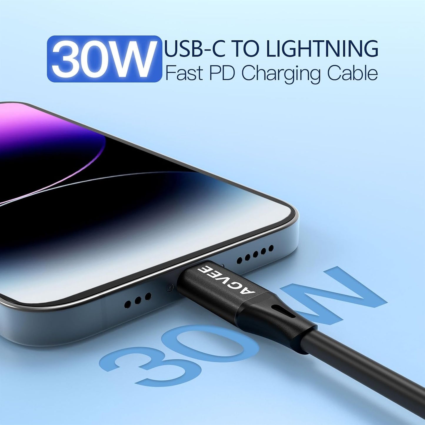 AGVEE 2 Pack 5ft Coiled Short USB-C to Lightning Charging Cable [MFI Certified] 30W PD Fast Charger Cord in Car for iPhone 14/13/12/11/XS/8/7/6/5 CarPlay, iPad, iPod, Black