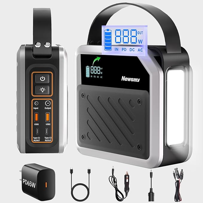 Portable Solar Power Station 270Wh/72000mAh, 268W Max Output, 2×100W USB-C PD, LiMnFePO4 Battery with Spotlight for Hiking, Traveling & Emergency, Drone Charging, Compact Power Stations
