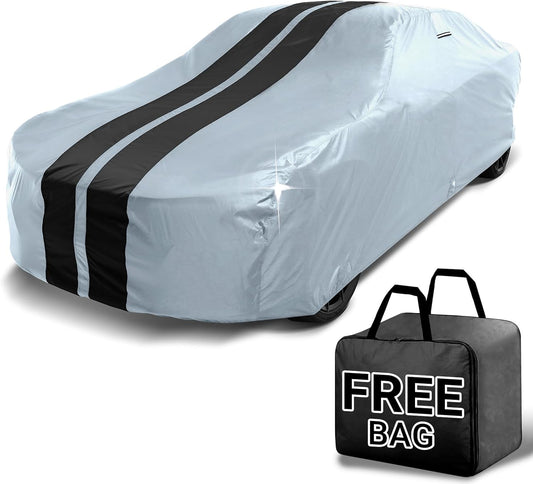 iCarCover Custom Car Cover for Chevy Fleetmaster (1946-1948) Waterproof All Weather Rain Snow UV Sun Protector Full Exterior Indoor Outdoor Car Cover (Stripe - Gray/Black)