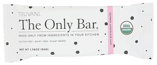 Truvani Plant Based Snack Bars | Oatmeal Chocolate Chip 1 Pack | 6g Protein | USDA Organic and Vegan | The Only Bar | Dairy, Soy, and Gluten Free | Individually Wrapped