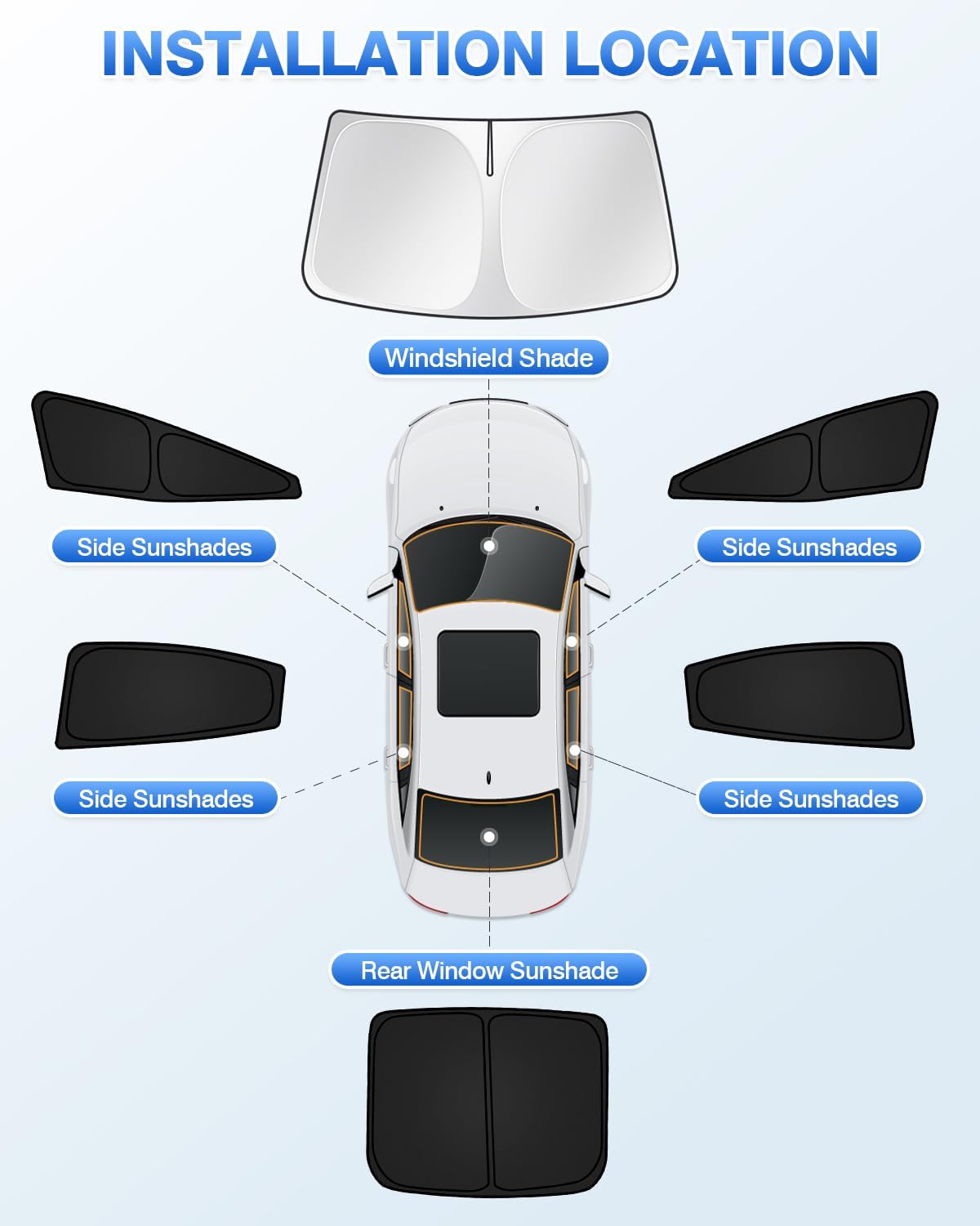 Sunshades for Toyota Prius 2023-2025 2026 Accessories Windshield Sun Shade Side Rear Window Shade Cover Sun Visor Shield Privacy Protection Keep Vehicle Cool Black 6PCS