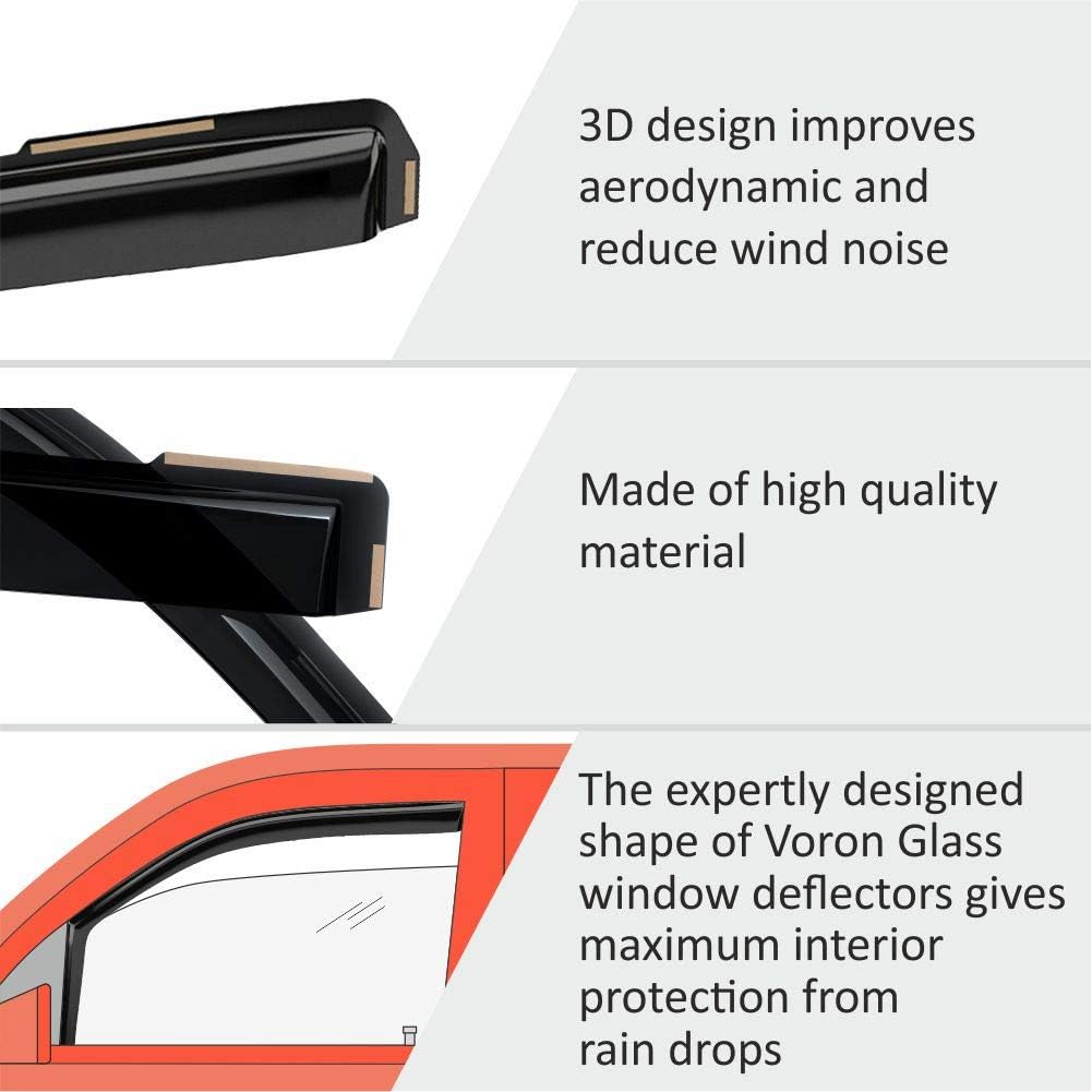 Voron Glass in-Channel Extra Durable Rain Guards for GMC Sierra 2014-2018 Crew Cab, Window Deflectors, Vent Window Visors, 4 Pieces - 200906
