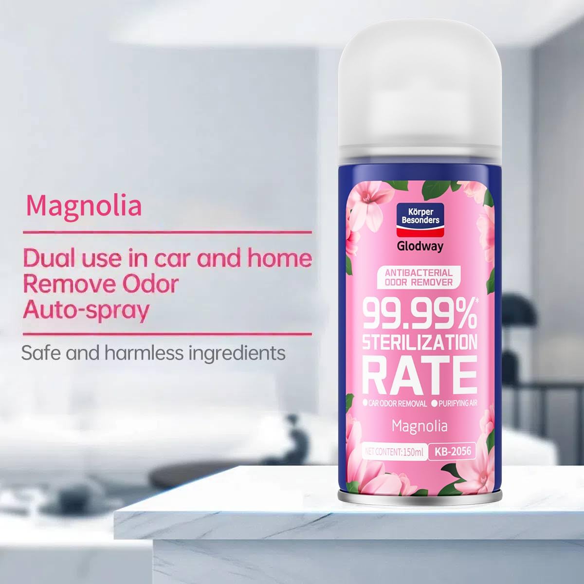 Glodway Whole Car Air Refresher Spray,Odor Eliminator Eliminates Strong Vehicle Odors,Magnolia Scent-6 Ounce Spray Bottle (Plack of 3)