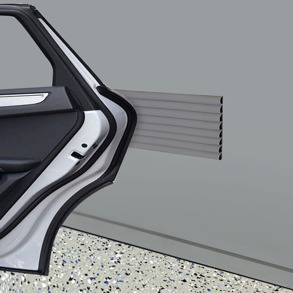 Rubber Bond Garage Wall Protectors 8 Pack - 4x15 Inches Strong Self-Adhesive Rubber Bumper Protectors for Garage Walls - Anti-Scratch and Waterproof (Grey)