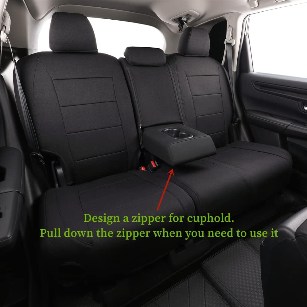 coverdream CRV Seat Covers Custom Fit for 2017-2021 2022 Honda CRV LX, EX, SE, EX-L,Touring,Hybrid,Full Coverage Polyester Car Seat Protector(Full Set,Black)