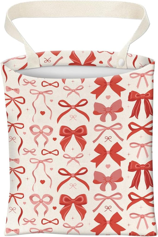 Car Trash Can, Cute Car Trash Bag, Hanging Car Organizer and Storage Bag, Trash Bin for Car Accessories, Vehicle, Travelling, Camping Cute Red Bow