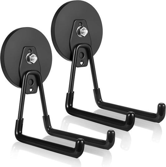 ENUODA Strong Magnetic Hooks Heavy Duty Large Magnet Hooks Heavy Duty Garage Storage Hook Utility Magnet Tool Holder for Metal Cabinet Pegboard Garage Shelve Tool Chest Garden Tools, 2PCS
