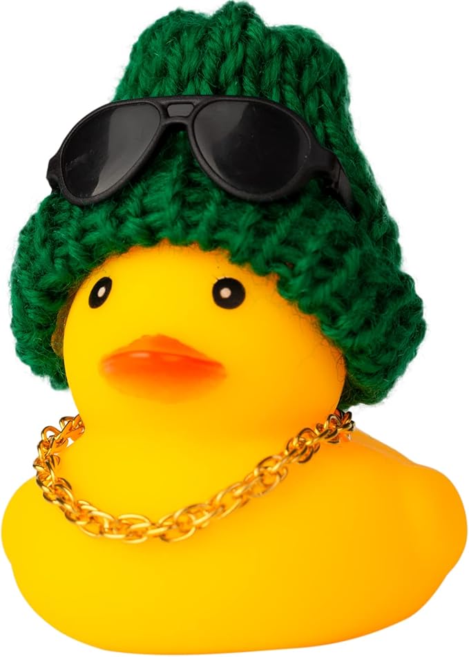 Car Rubber Duck,Yellow Duck Car Dashboard Decorations Accessories with Mini Beanie Hat Necklace and Sunglasses(W2)