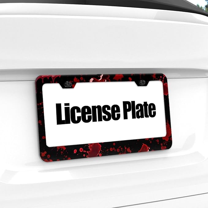 Red Blood Drop License Plate Frame, Halloween Funny License Plate Holder, Black Aluminum License Plate Covers, 2 Holes & Screws, 6 X 12 in