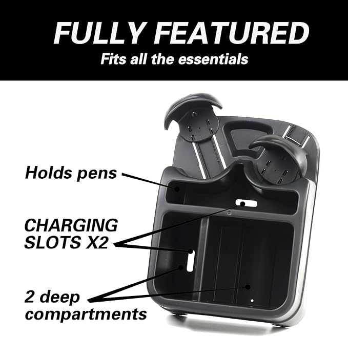 Center Console Organizer,Automotive Consoles Organizers and Storage with 2 Adjustable Cup Holders,Back Bench and Front Seat or Floor Middle Console Universal for Car Truck RV Van SUV (Black)