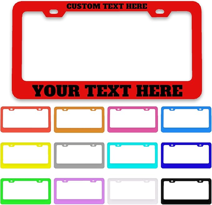 Custom License Plate Frame Personalized - Premium Metal Car Tag with Your Text, 12x6 Inch Customized Auto Plates, Rust-Proof License Plate Frames for Cars/Trucks/SUVs (Placas para Carro)
