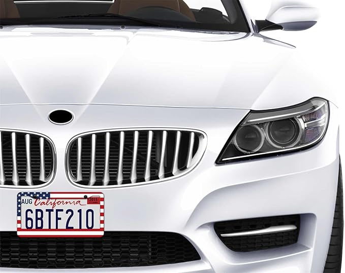 1PCS American Flag License Plate Frame Holder - USA Stars and Stripes Auto Universal Aluminum Matte Car Tag Holder Covers with Sticker & Screws for Men