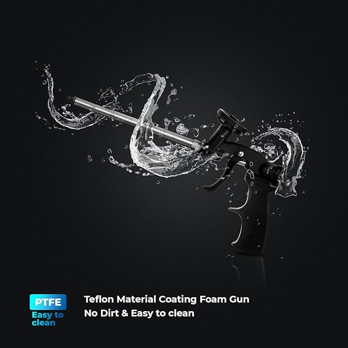 INTERTOOL Foam Gun, Expanding PU Applicator, PTFE Non Stick Coated, Professional Metal Body, Spray Dispensing Caulk Application, Insulating, Sealing, Filling PT-0605