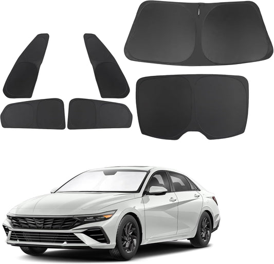 TINGLU Window Shades for Hyundai Elantra 2021-2024 2025 Accessories Car Side Full Windows Rear Triangular Windshield Sun Shade Sun UV Rays Privacy Protection 6PCS
