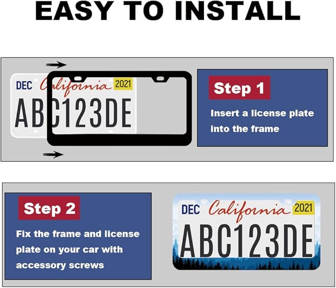 1pcs Mountain License Plate Frame for Women,Natural Pine Forest Mountain Horizon Landscape car Decorative tag Frames Girly,Blue Botanical License Plate Cover Holder for Vehicle with car Keychain tag