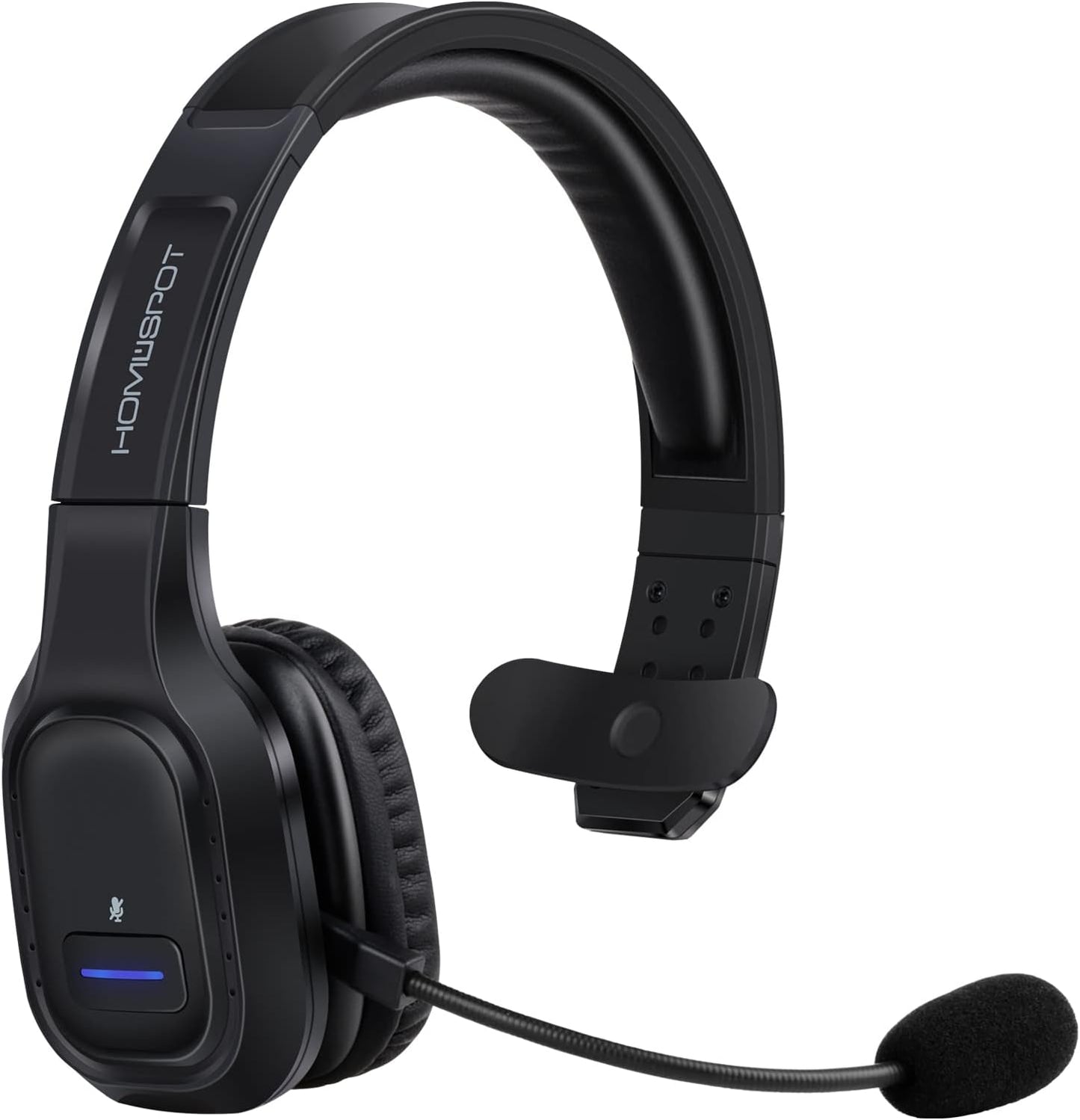 HomeSpot JM100 Trucker Bluetooth Headset with AI Noise Canceling, Wireless Headset with Rotatable Microphone and Big Mute Button, 34 Hrs Talk Time for Trucking, Home Office, Call Center