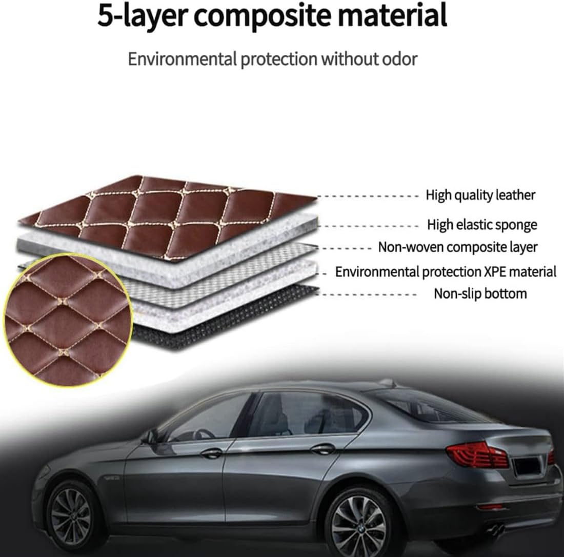 Custom Personalized Floor Mats for Cars，Luxury Full Coverage All Car Floor Mats，Anti-Slip Leather Car Mat Set ，Custom Floor Mats for 99% of Cars, Trucks & SUVs. (Beige)