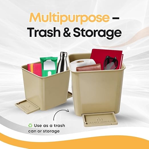 Car Trash Can for Vehicles Leakproof Compact Garbage Bin w/ Stability Flap, Anti-Slip Base, Portable Trash Holder for Cars, Trucks, SUVs, Minivans Compact, Auto Container Organizer (Mocha, Small)
