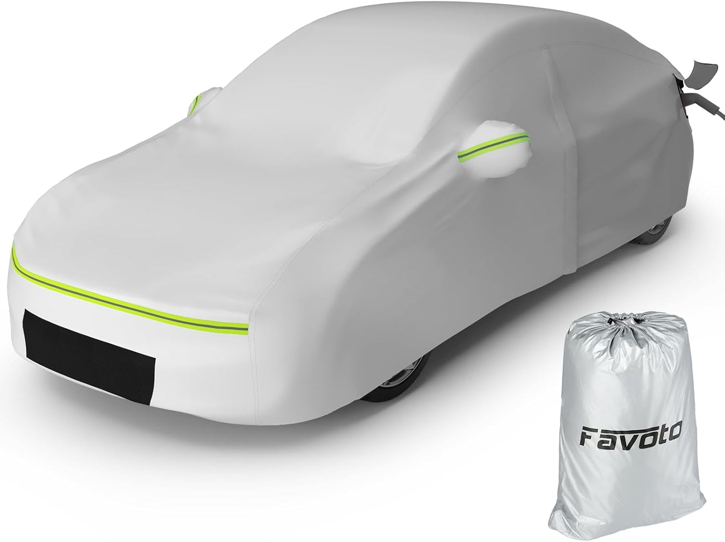 Favoto Car Cover for Model 3 - Custom Fit for Tesla Model 3 Cover 6 Layers Waterproof All Weather Outdoor Rain Snow Sun Protection with Charging Port Ventilated Mesh Door Zipper